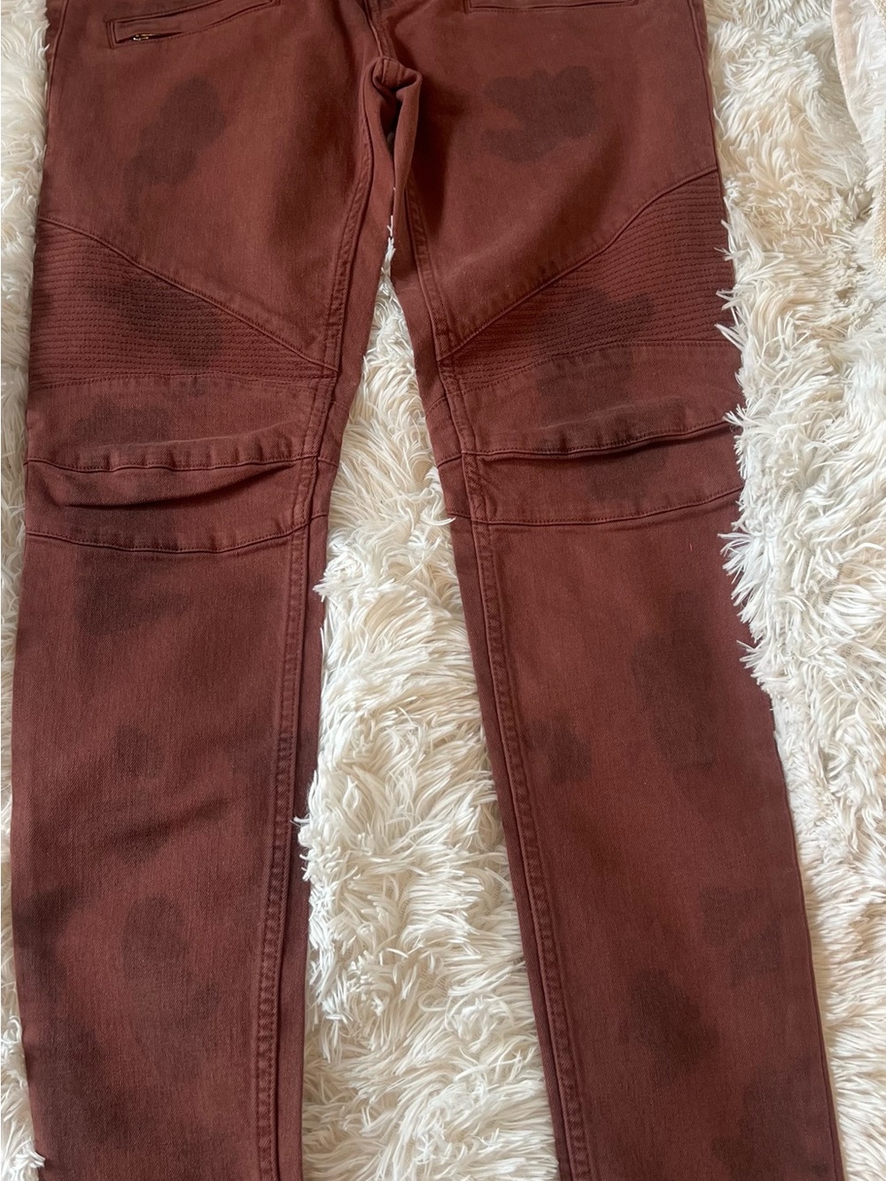 Hudson Jeans Slim Straight Moto-Panel Jeans in Rust Brown